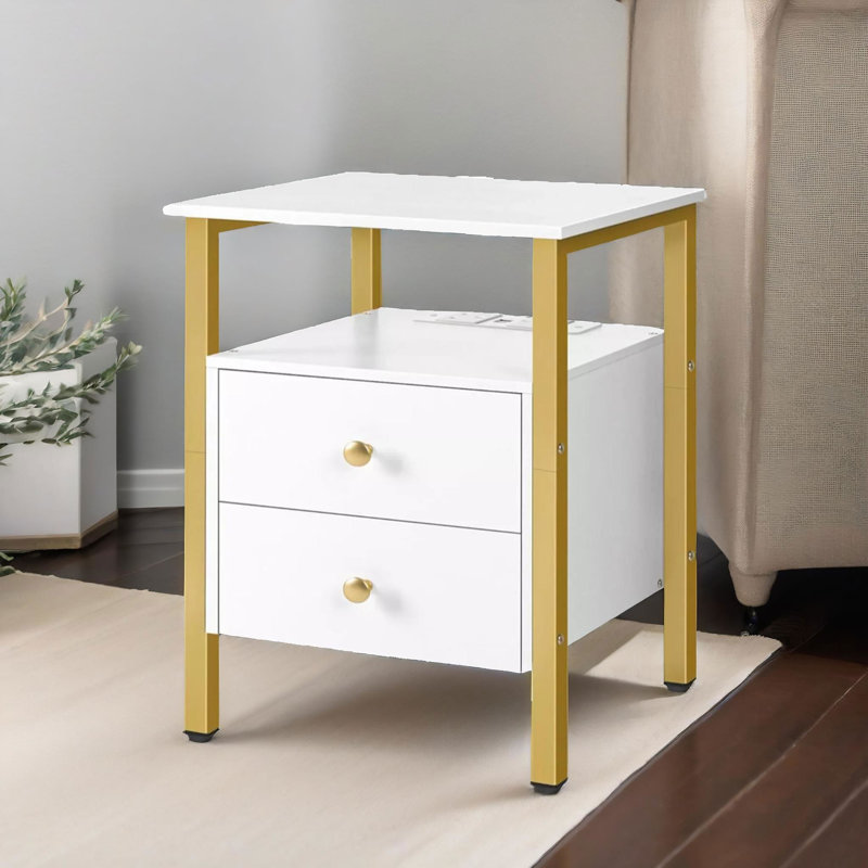 2 Drawer Smart Bedside Table With Power And USB Outlets