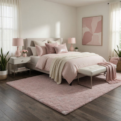 Tapis rose à motif abstrait Ridgeley