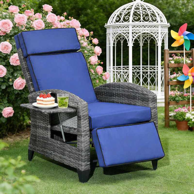 Méridienne inclinable, Fauteuil inclinable de patio, Bleu très foncé