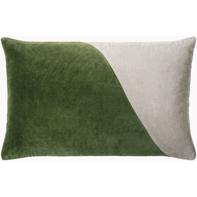 Coussin en coton Denny Edgar, Housse de coussin seulement - sans coussin, H 13 po x l 20 po, Vert/blanc