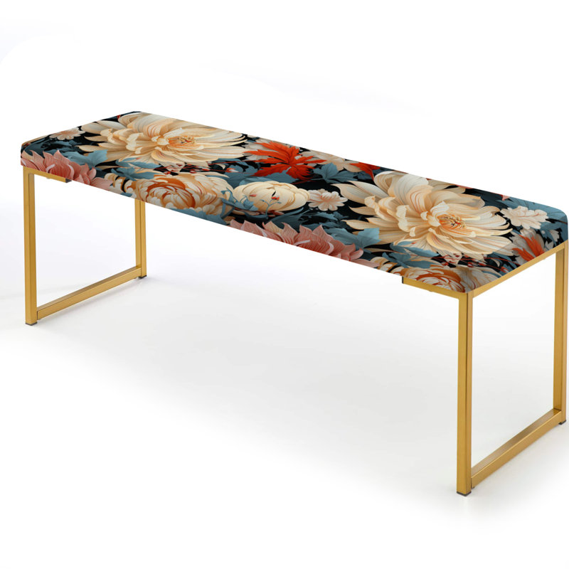 Banc rembourré or, Beige And Red Modern Floral Fusion Symphony