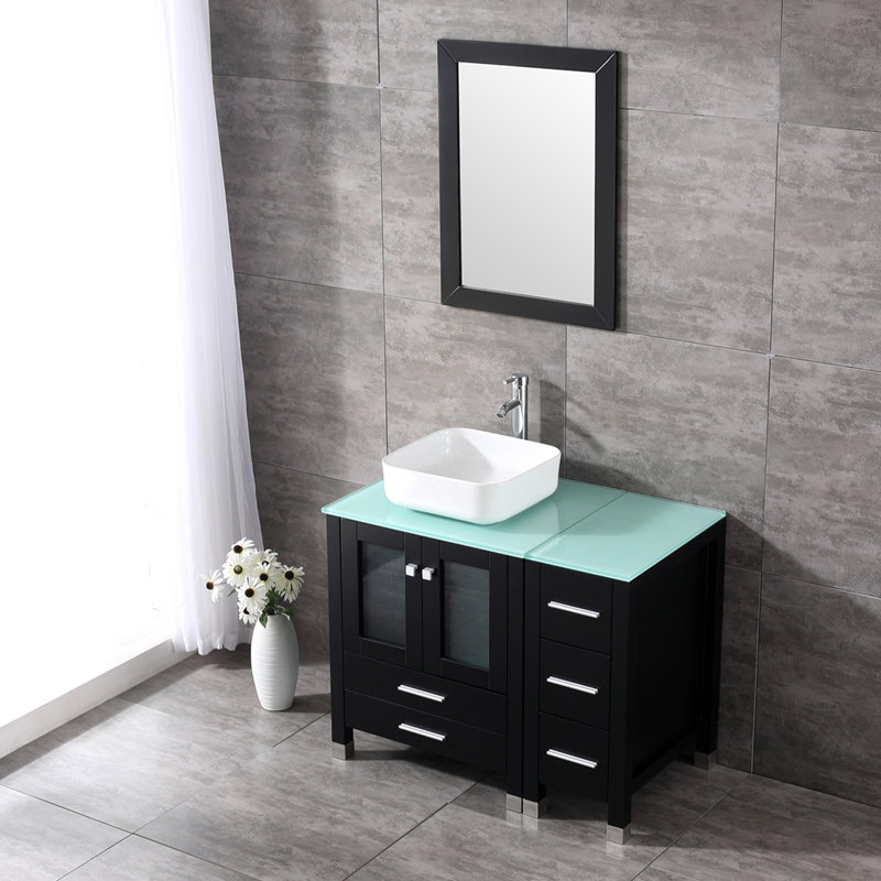 36.6" W x 21.7" D x 29.5" H Single Bathroom Vanity, Black
