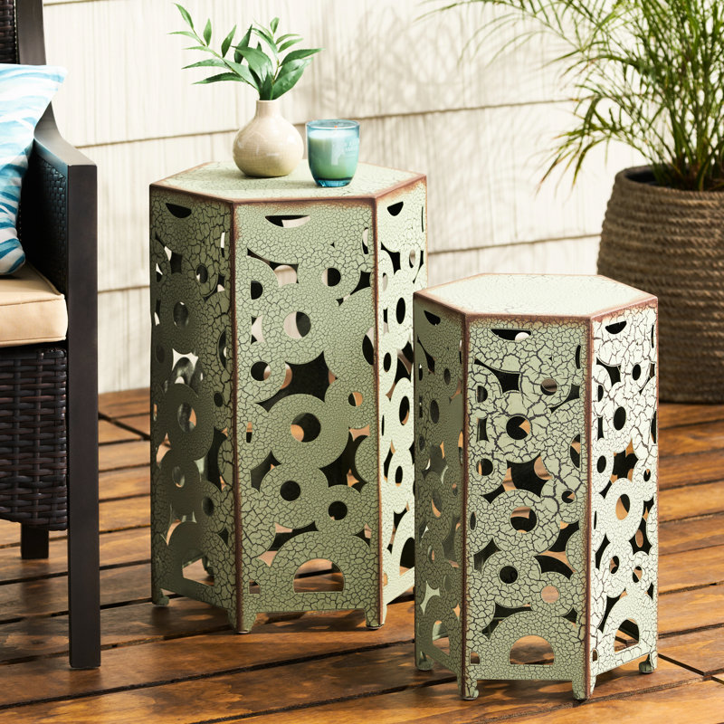 Tables d'appoint antiques, fabriquées en fer, sans assemblage requis, complexes, P 13,89 po x l 12,2 po H 21,48 po, 9,69 lb, 2 tables d'appoint: tables d'appoint, motifs complexes, de