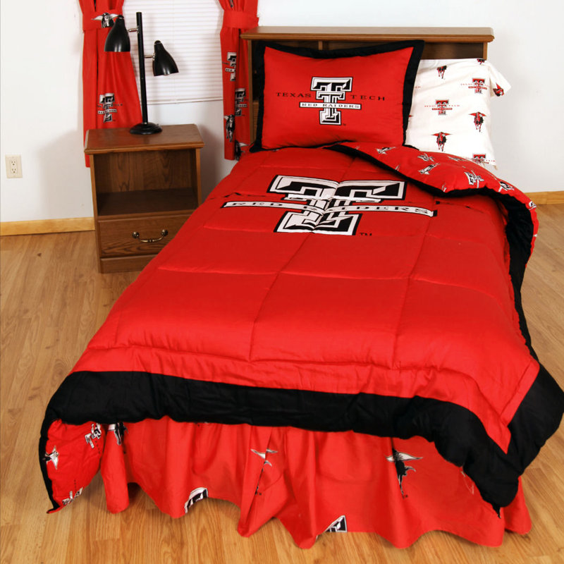 NCAA Cotton Box Stitch Comforter Set, Texas Tech University, King Comforter + 7 Additional Piece