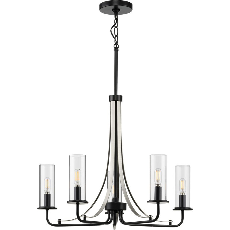 Lustre classique à 5 lumières avec abat-jour Maksymilian, Noir