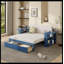 Lit de jour double avec bureau amovible, tiroirs de rangement et table d'appoint hydraulique, bleu-582529438