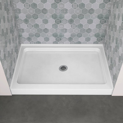48" W X 32" D Acrylic Alcove Shower Pan Rectangular Drop-in Shower Base Single Threshold White Shower Tray with Non-Slip Design