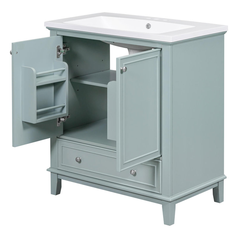 Meuble-lavabo 30 po avec lavabo en céramique, Vert