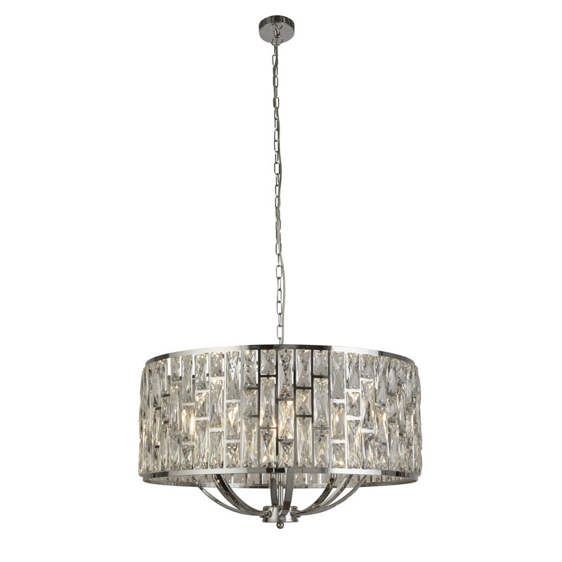 Magana 5 - Light Drum Chandelier, 8, Silver, 64cm W