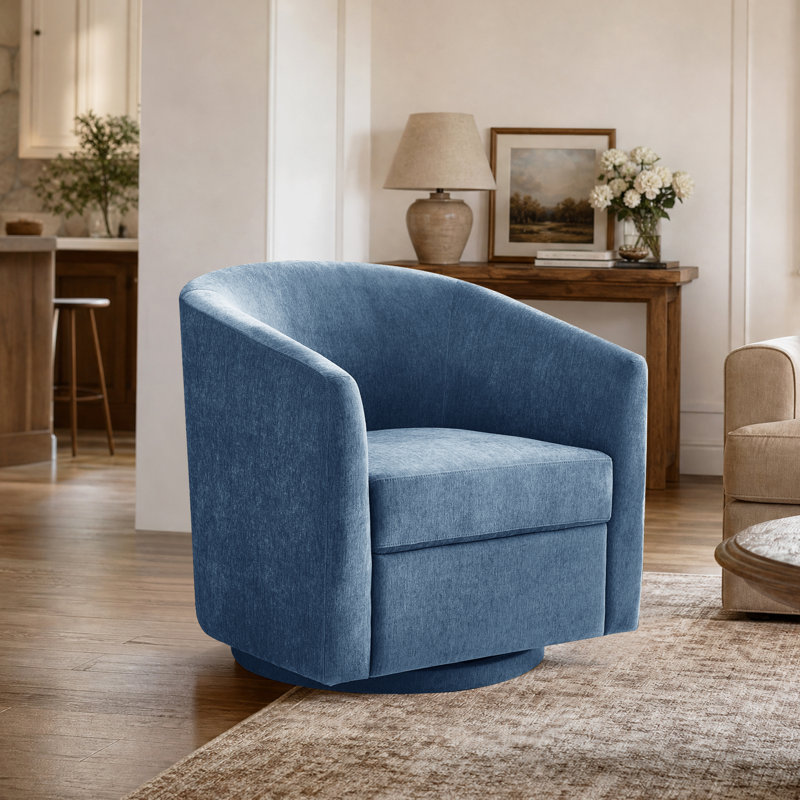 Fauteuil d'appoint pivotant en chenille, Bleu clair