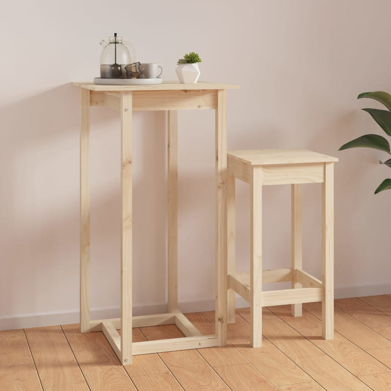 Pine Solid Wood Dining Table, Natural, 110cm H  x 60cm L x 60cm W