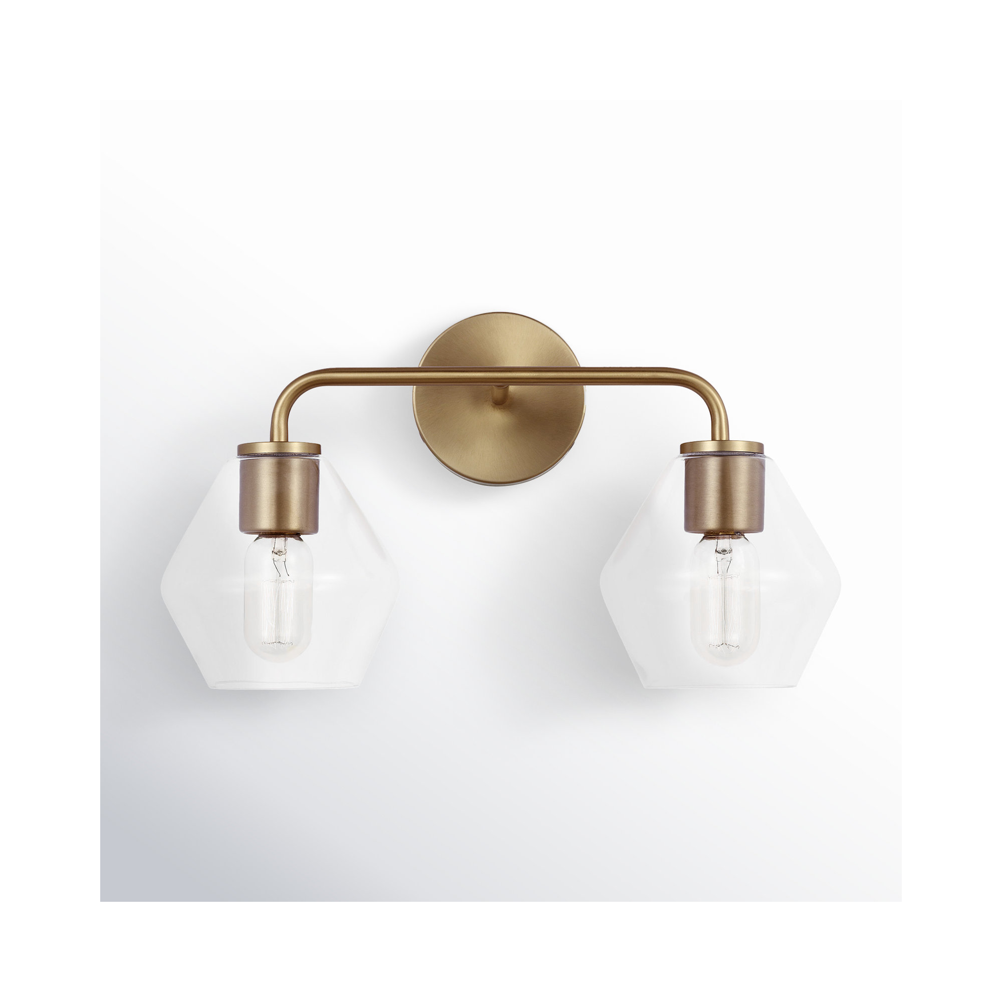 Rooks 2 - Light Dimmable Vanity Light, Satin Brass, Clear