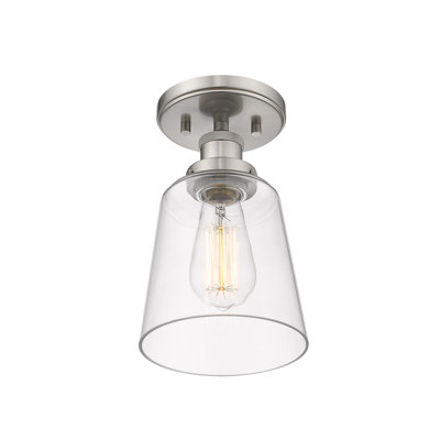 Plafonnier semi-encastré 1 lumière avec une cloche ouverte en verre