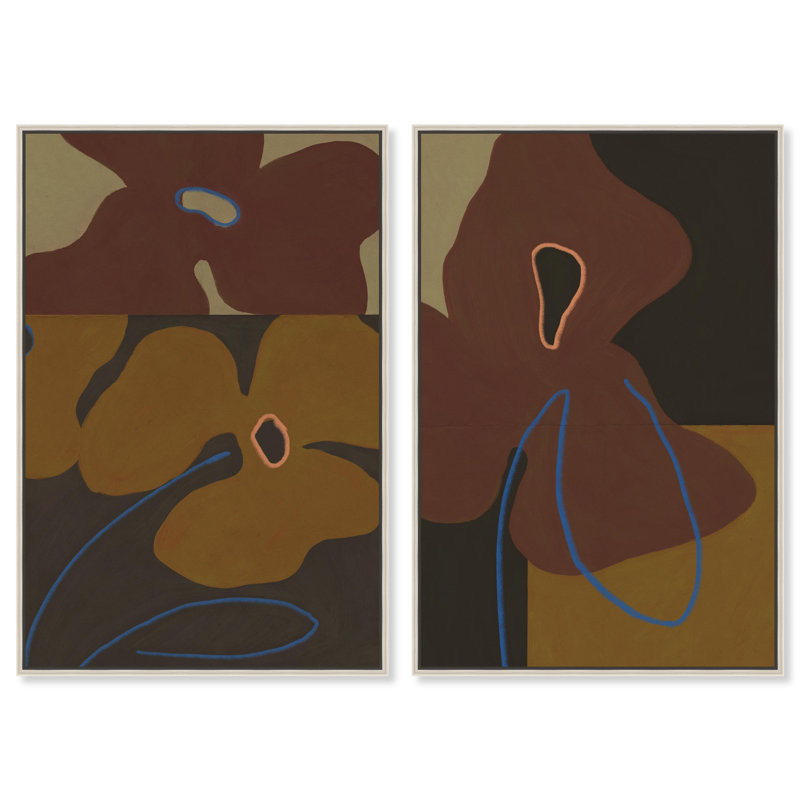 Moody Flowers Set Set by Oliver Gal, 21"H x 31"W, Silver Floater Frame