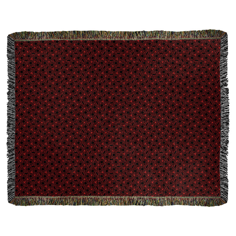 Couverture tissée hexagonale Katelyn Elizabeth, l 60 po x L 80 po, Rouge / noir