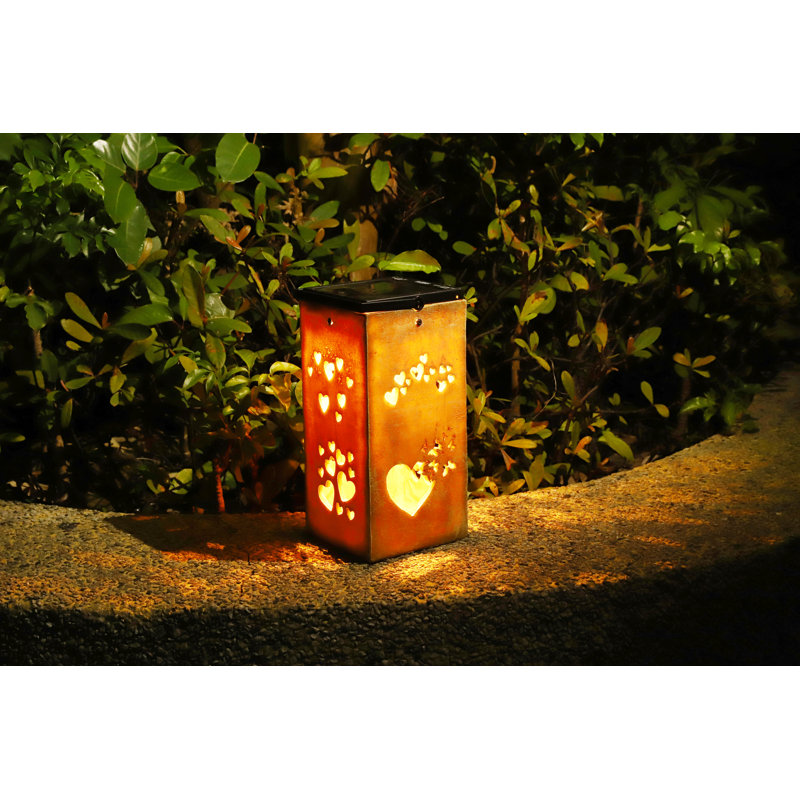 Solar Holiday Silhouette Indoor/Outdoor Garden Décor Lantern, Tan, Valentine's Day