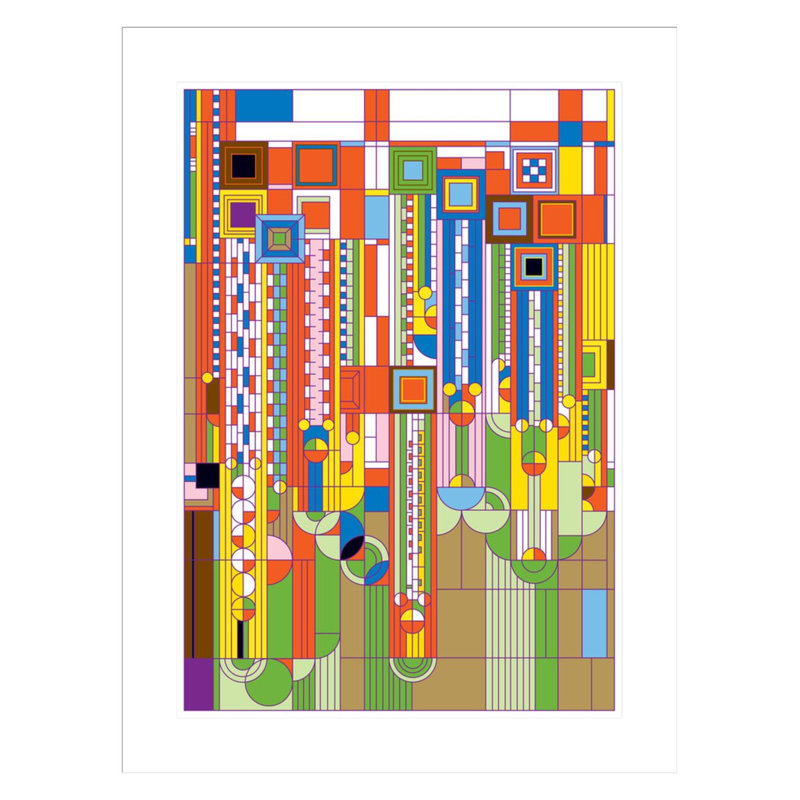 Panneau de verre Saguaro par Frank Lloyd Wright - impression giclée encadrée, H 29,5 po x l 22,45 po
