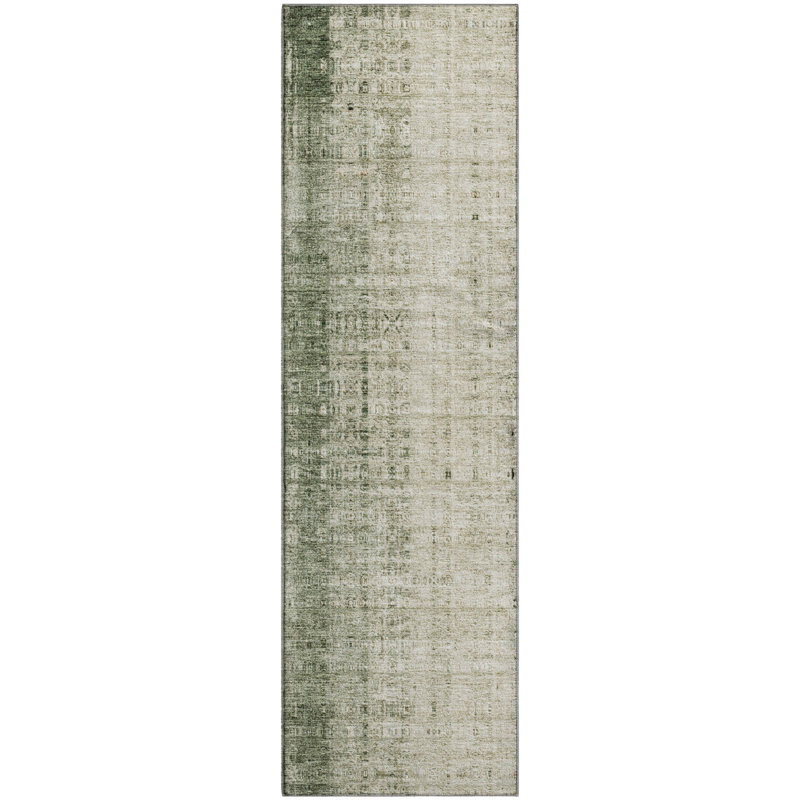 Premium Machine Washable Mayfield AMF2240 Striped Rug, 2'3" x 7'6" Runner, Aloe