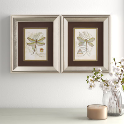 Dragonfly I and II Framed Graphic Art on Canvas (Set of 2) 
