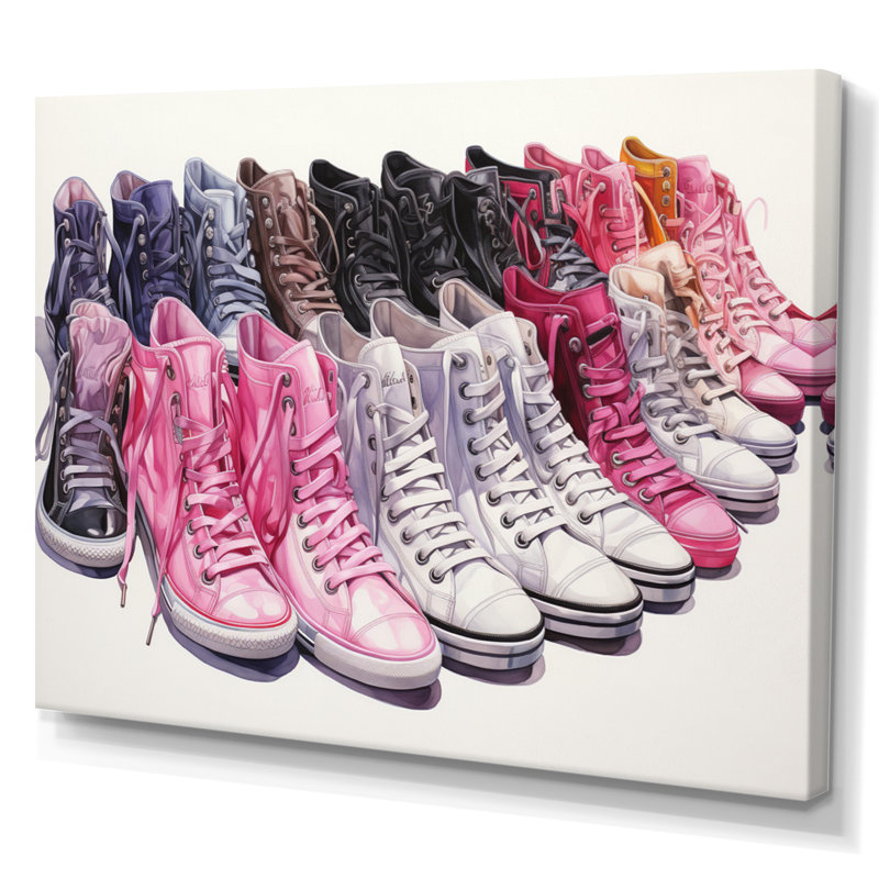 " Fashion Pink Sneakers Obsession IV ", H 30 po x l 40 po x P 1,5 po, Toile tendue
