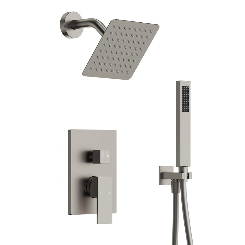 Dual-Function Shower Faucet Set, Pressure-Balanced Shower System with Handheld Spray, Brushed Nickel