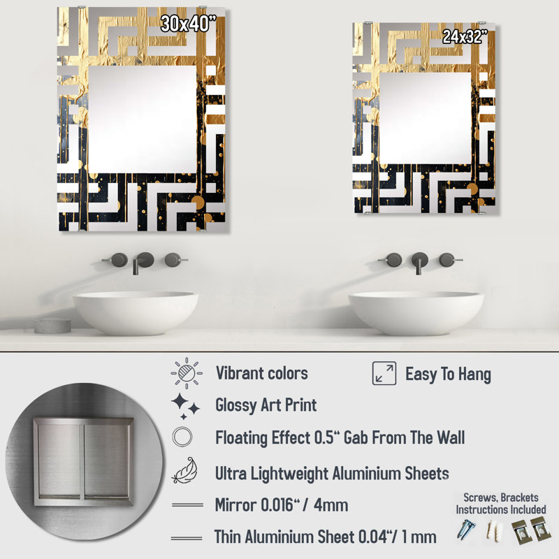 Elegant Explosions - Miroir mural de feux d'artifice décor MIR133998, 40 po x 30 po