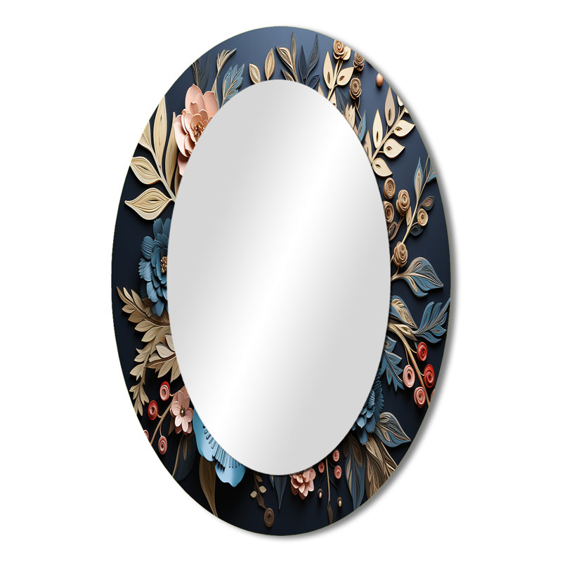 Miroir mural traditionnel bleu et doré, 36 po x 24 po