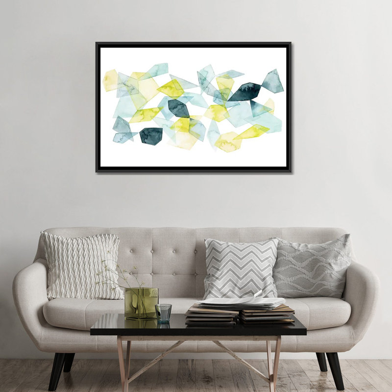 « mer abstract abstract i », impression sur toile, H 18 po x l 26 po x P 1,5 po, Toile avec cadre noir, Pas de tapis