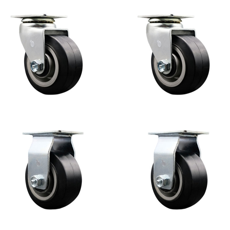 4 Piece Rubber on Aluminum Caster Set