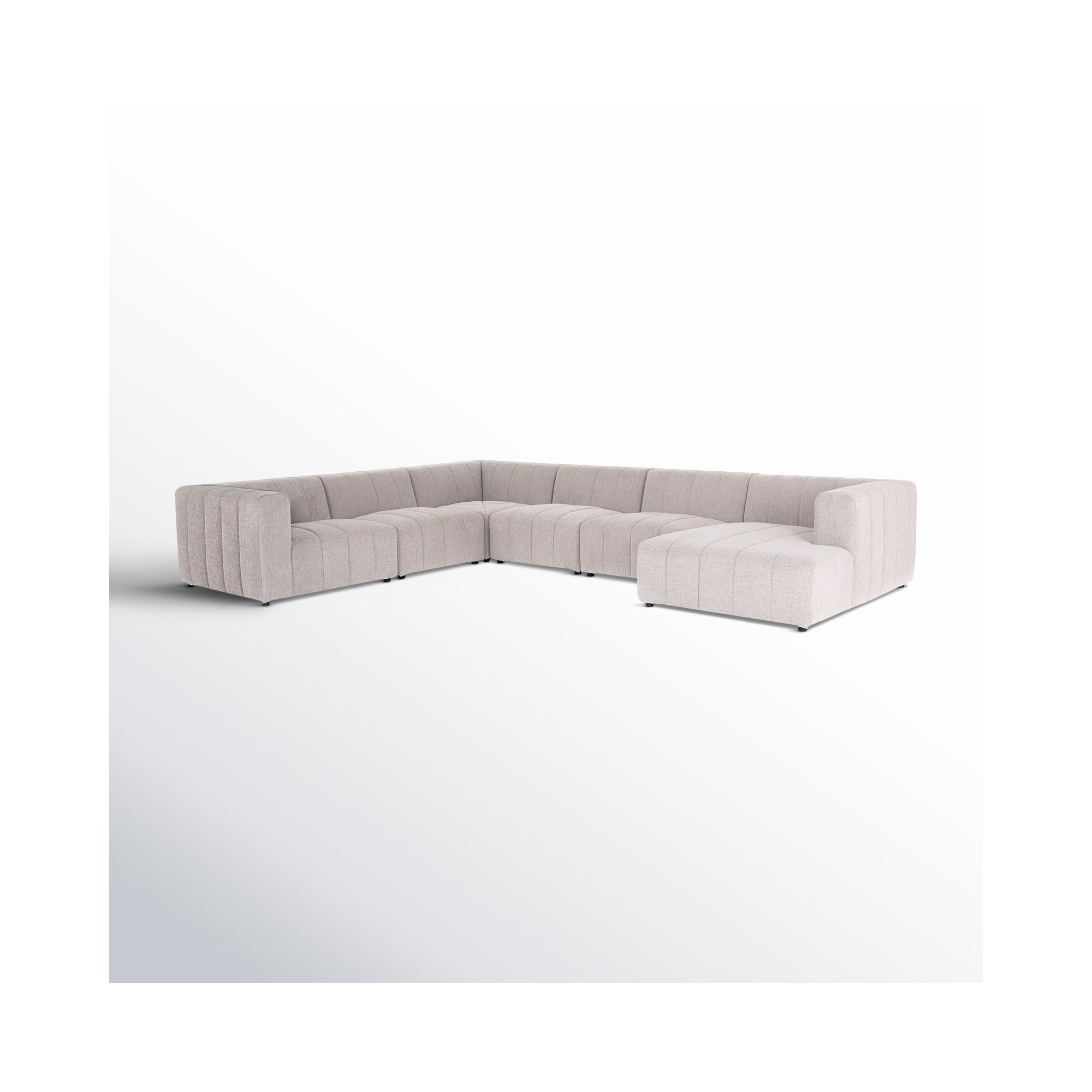 Bowry 6 - Piece Chaise Sectional, 28" H x 157" W x 129" D, Pink Polyester, Right Hand Facing