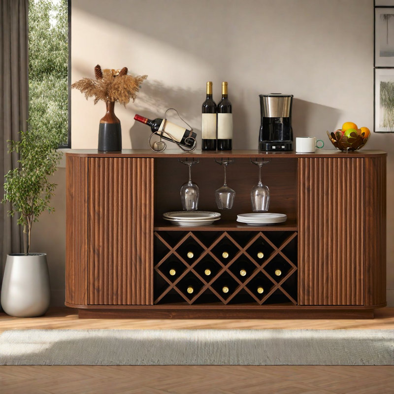 Buffets modernes avec rangement réglable, conception en bois de noyer