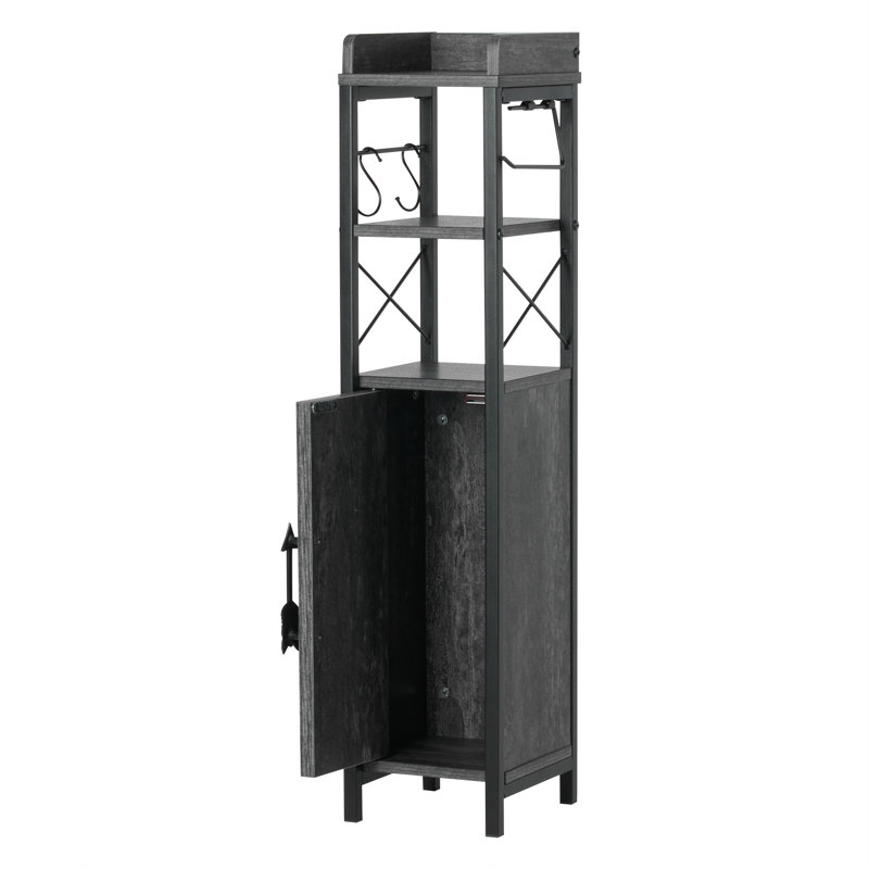 Haslom Freestanding Linen Cabinet, Charcoal Gray
