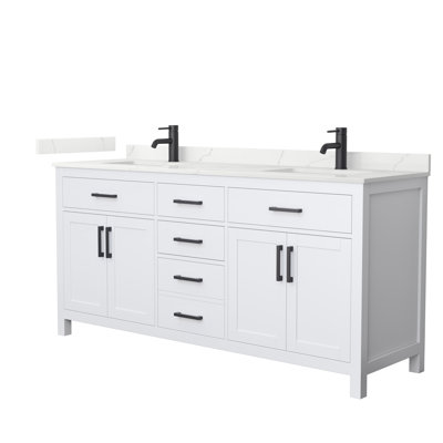 Beckett 72" Freestanding Double Bathroom Vanity with Quartz Top