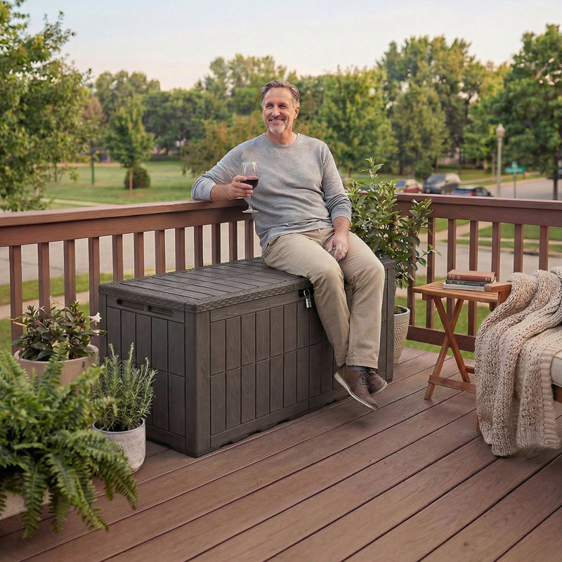 Coffre de terrasse avec verrou Balconera, 140, Marron foncé