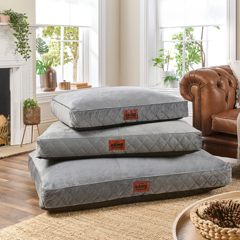 Slumberdown Paws for Slumber Raised Padded Dog Bed – Comfortable, Supportive & Durable Pet Bed for All Breeds, Grey