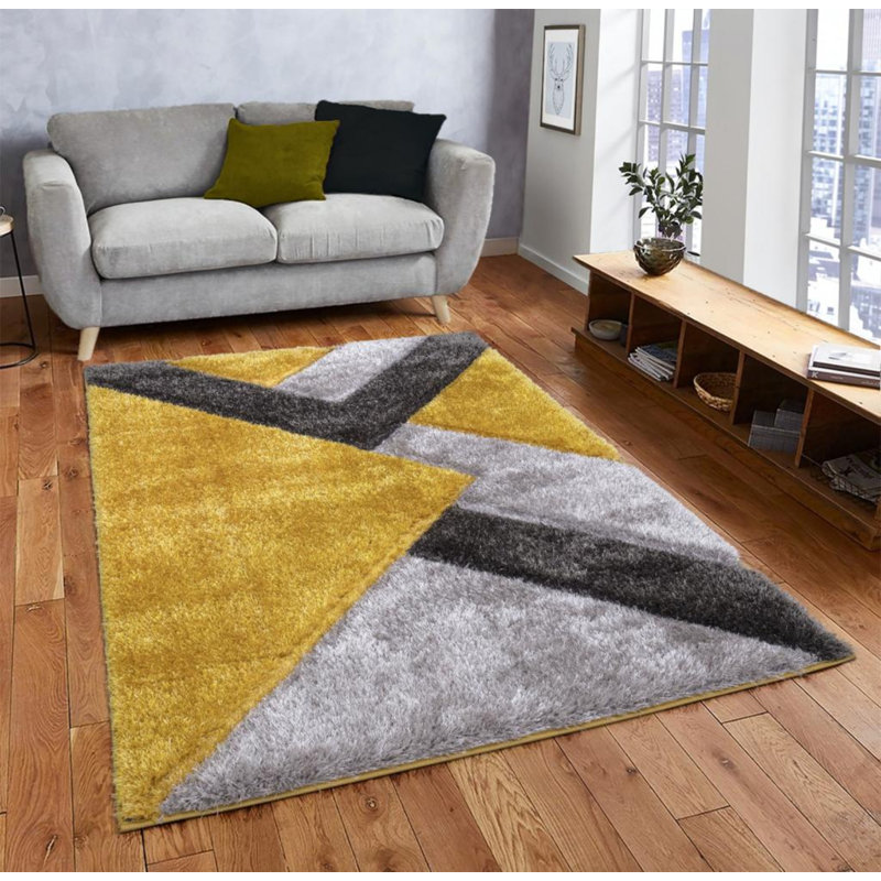 Woodbranch Geometric Shag Area Rug, Rectangle 160 x 230cm