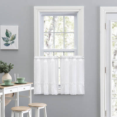 Bralynne Solid Cotton Blend Tailored Cafe Curtain