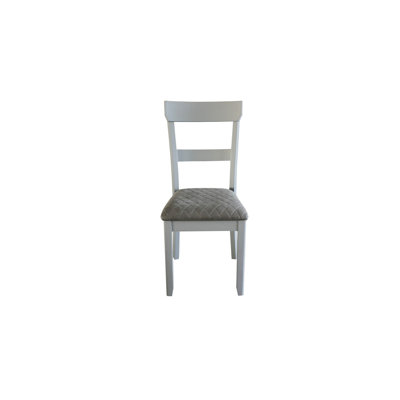 Two Tone Gray Chair Of 2 - With Upholstered Diamond Grid Cushion Pearl Side Chairs Pair Luxurious Seat