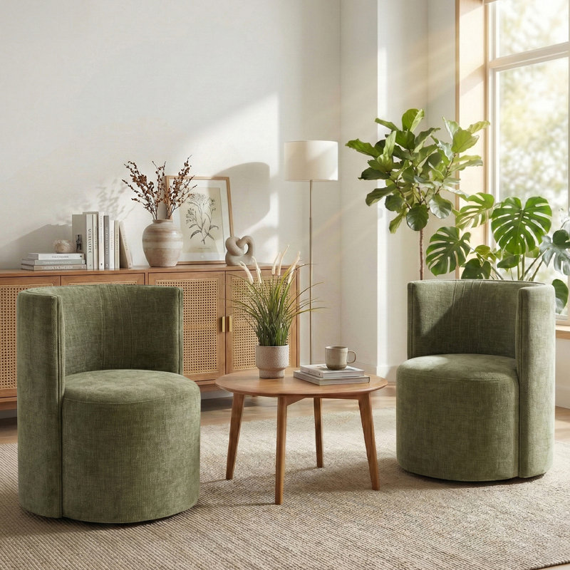 Chaises demi-tonneau avec roulettes H 29,5 po Kipp, Vert