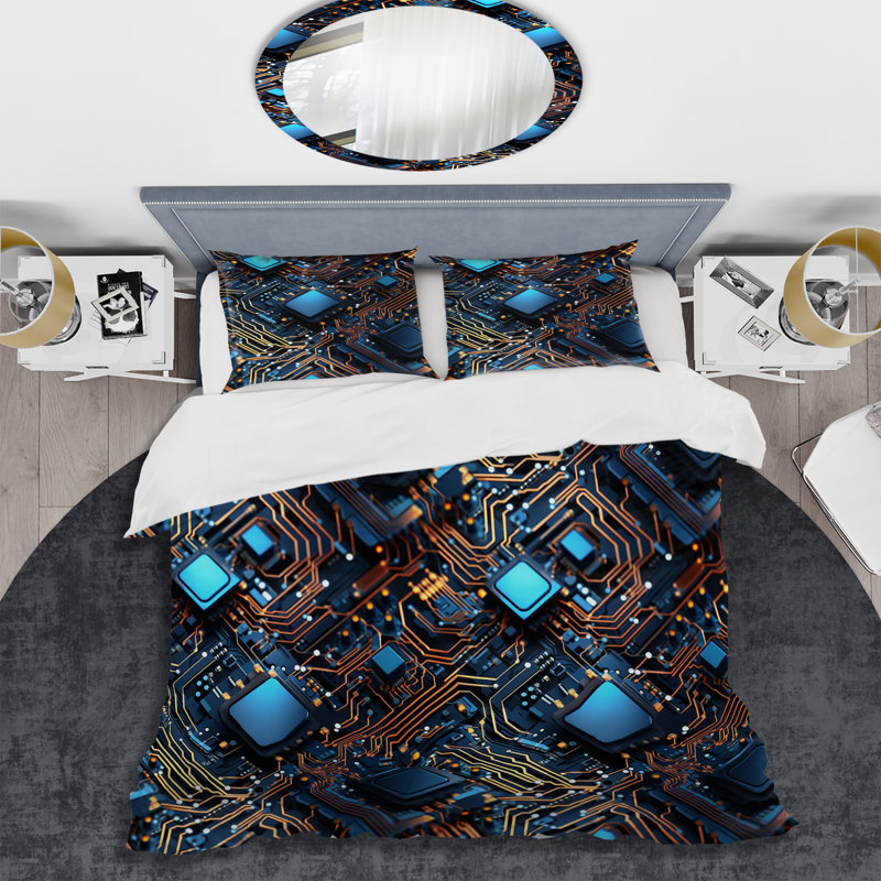 Ensemble de housse de couette Futuristic, Housse de couette pour grand lit et 2 taies décor