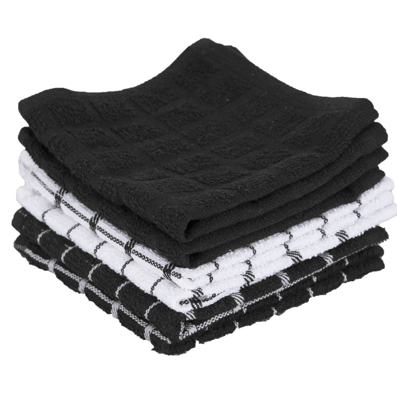 Cotton Plaid Dish Cloth Kitchen Towel, Black