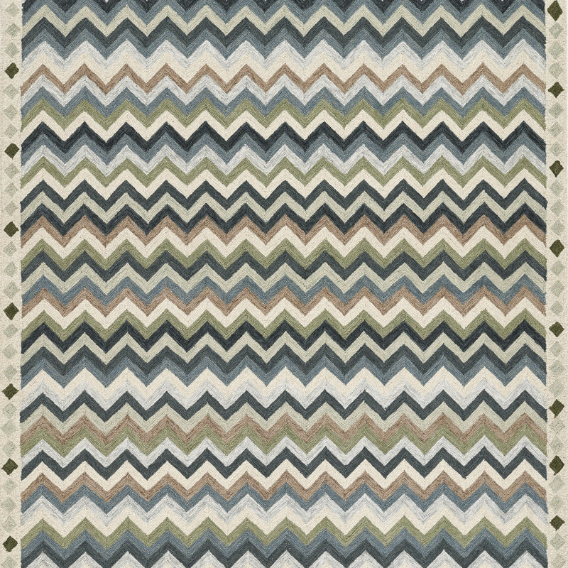 Abbott Erin Gates by Momeni Abbot Hand Tufted Wool Zig Zag Blue Area Rug, Rectangle 2' x 3'