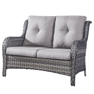 Tonry 53'' Wide Rectangle Wicker Patio Sofa with Cushions