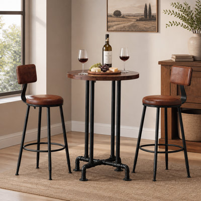 37.4" Round Bar Table, Solid Wood High Bar Height BistroTable