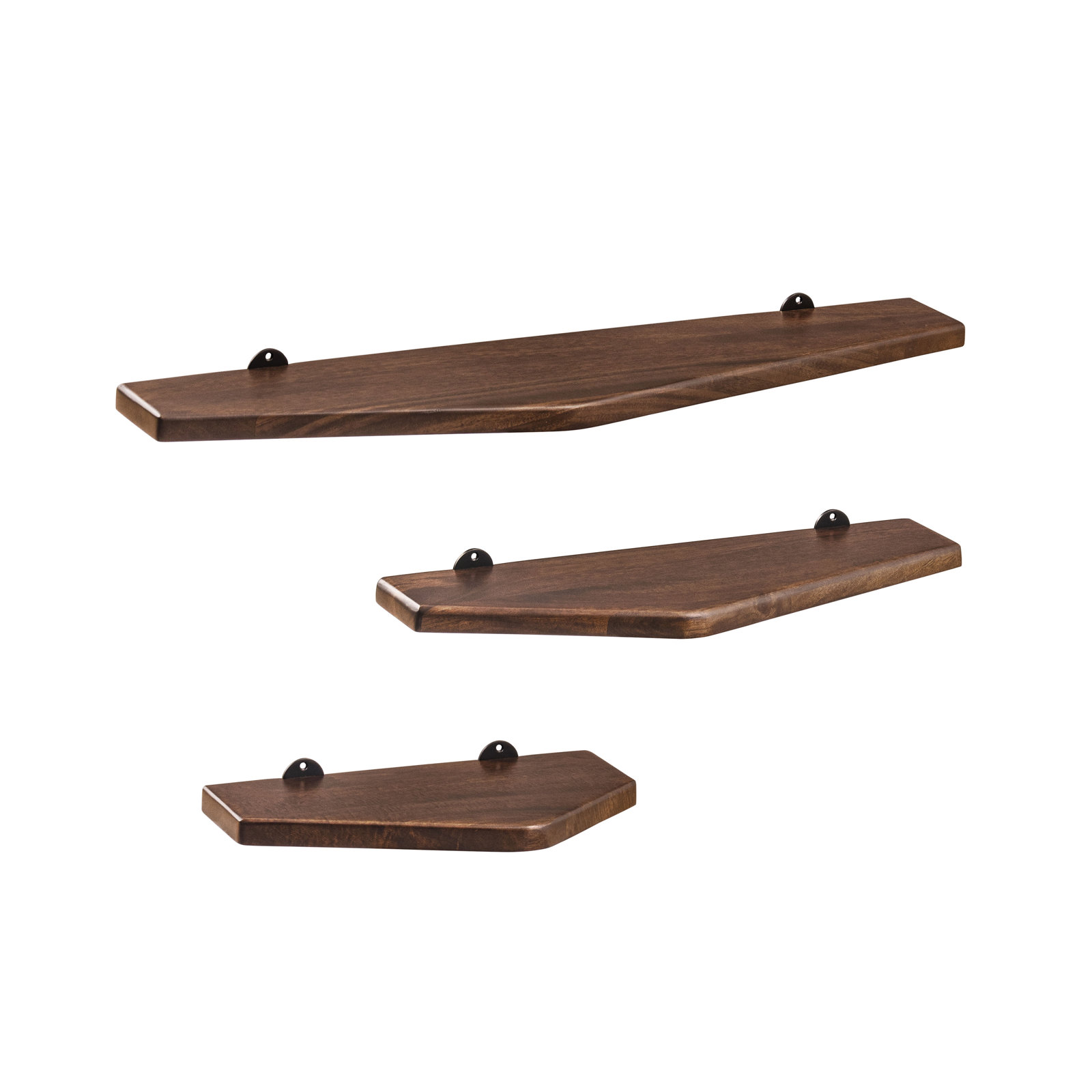 Glennon 3-Piece Solid Wood Floating Shelves, Espresso
