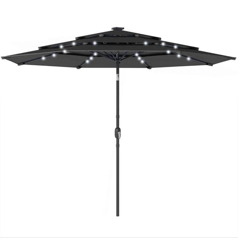 Parasol de table d'extérieur à 3 niveaux, parasol de patio extérieur (seulement parasol)