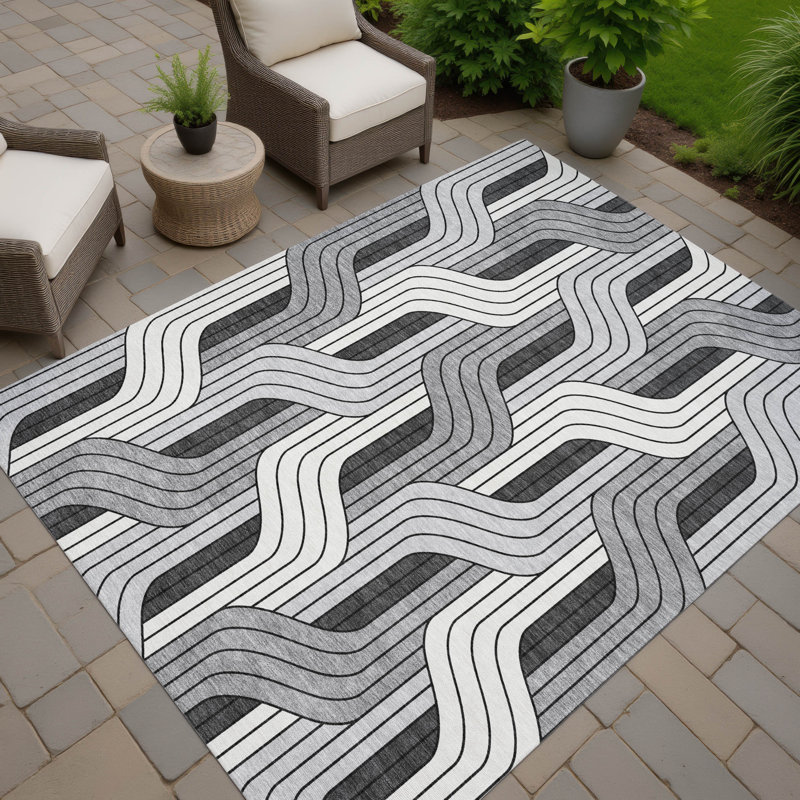 Machine Washable Indoor/Outdoor Chantille ACN2422 Mid-Century Modern Rug, Rectangle 2'6" x 3'10"