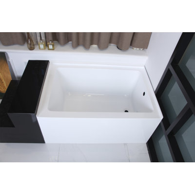 Kingston Brass Aqua Eden 48-Inch Acrylic Rectangular 3-Wall Alcove Tub, Drain Hole