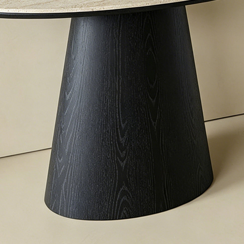 Console ovale simple de style moderne, Beige / Noir, H 33,5 po x l 63 po x P 13,8 po, Noir