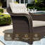 Ensemble de meubles de patio en osier 5 pièces Alderwood avec canapé, 2 chaises et repose-pieds, coussin beige-803799188